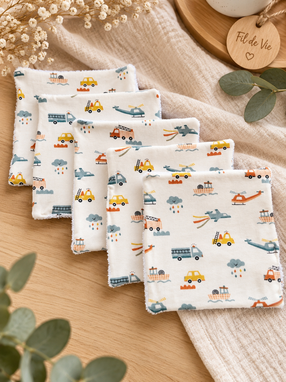 Cotons lavables (lot de 5)- 15x15